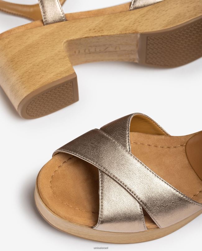 Unisa סנדל עור עקב בגובה בינוני בְּרוֹנזָה נשים V2BP2418
