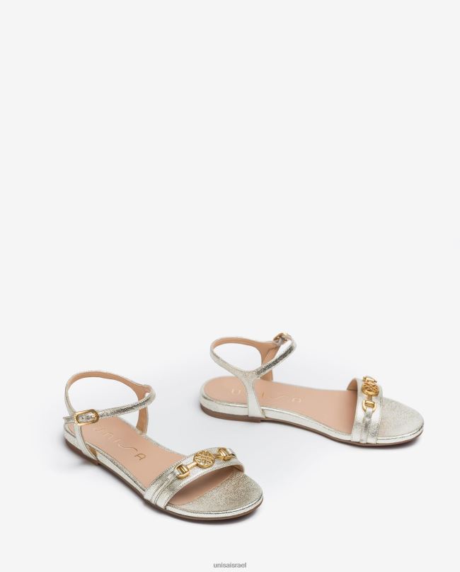 Unisa סנדלי עור שטוחים באפקט מבריק אופנה נשים V2BP2421
