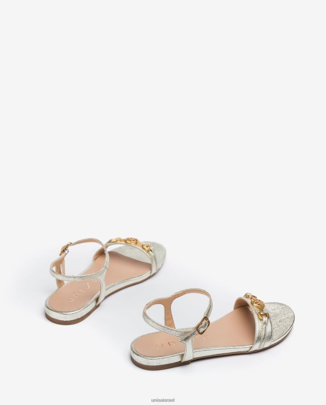 Unisa סנדלי עור שטוחים באפקט מבריק אופנה נשים V2BP2421