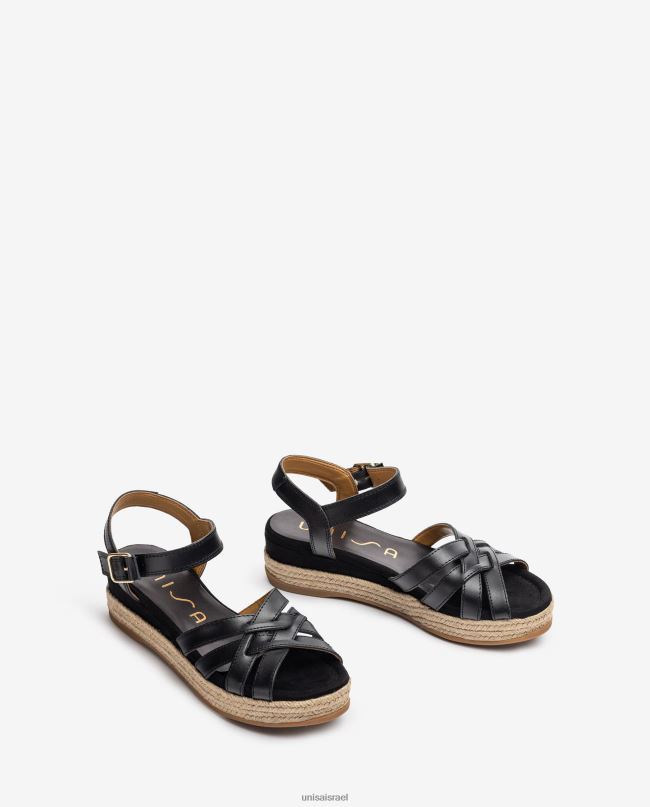 Unisa סנדלי עור עם אבזם מתכתי שָׁחוֹר נשים V2BP2428