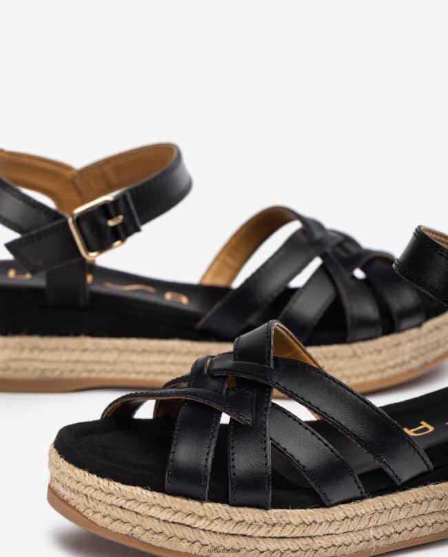 Unisa סנדלי עור עם אבזם מתכתי שָׁחוֹר נשים V2BP2428