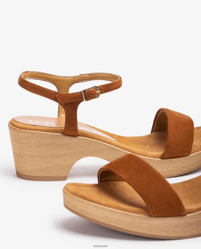 Unisa סנדל בלוק זמש חום נשים V2BP2436