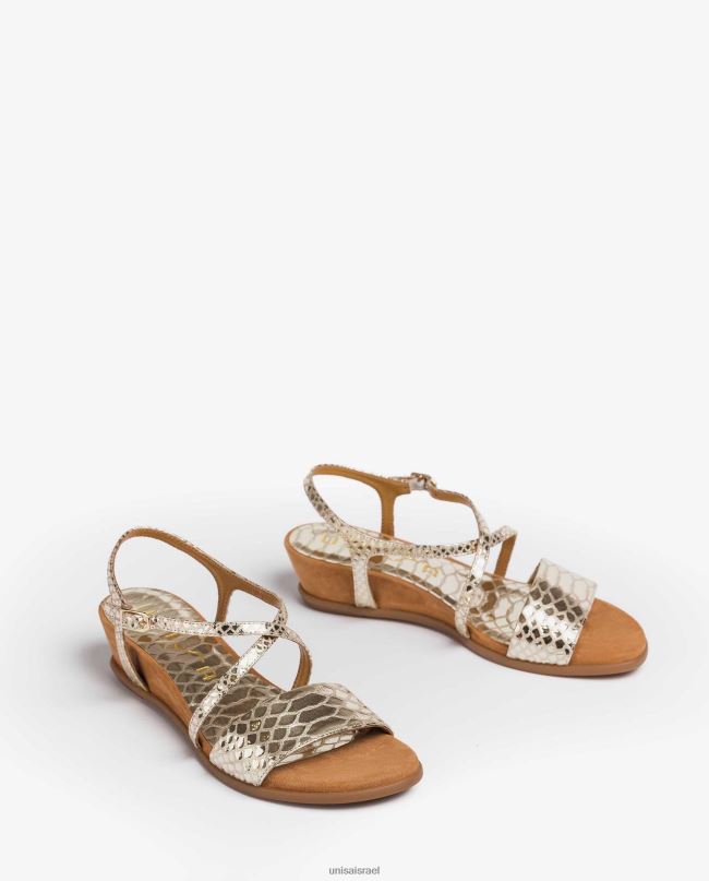 Unisa סנדלי עור בהדפס נחש באפקט מתכת זהב נשים V2BP2442