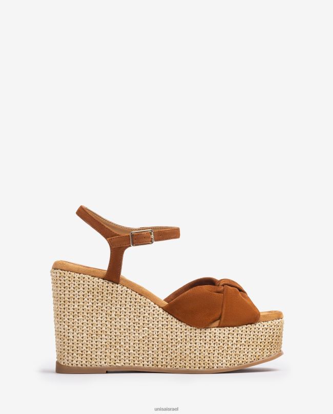 Unisa סנדל טריז גבוה עם עיטור קשר חום נשים V2BP2458
