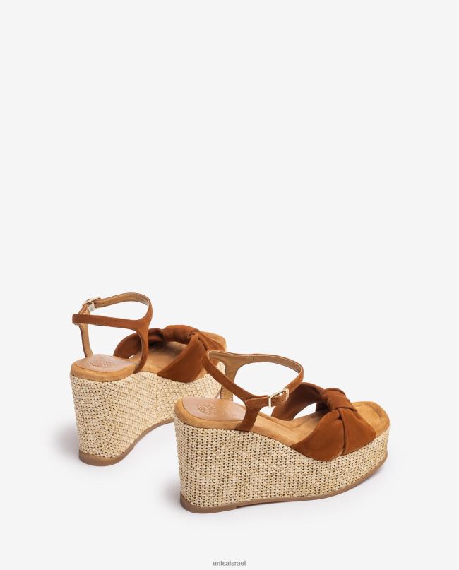 Unisa סנדל טריז גבוה עם עיטור קשר חום נשים V2BP2458
