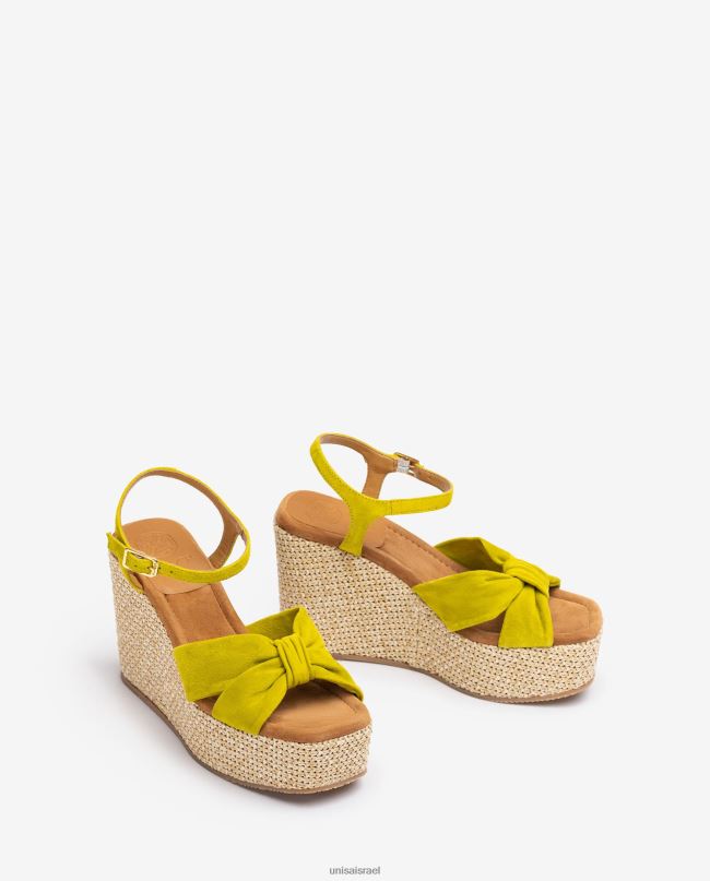 Unisa סנדל טריז גבוה עם עיטור קשר ירוק נשים V2BP2459