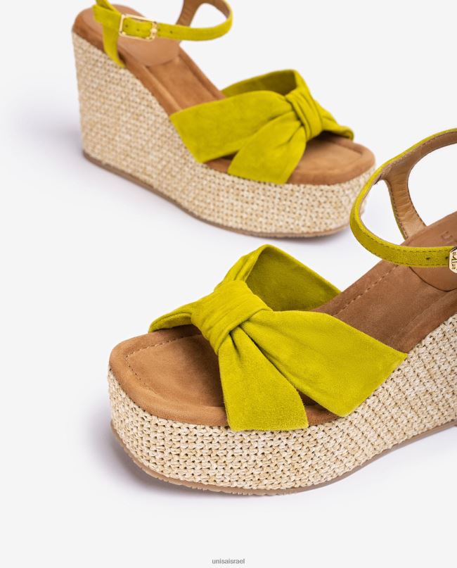 Unisa סנדל טריז גבוה עם עיטור קשר ירוק נשים V2BP2459