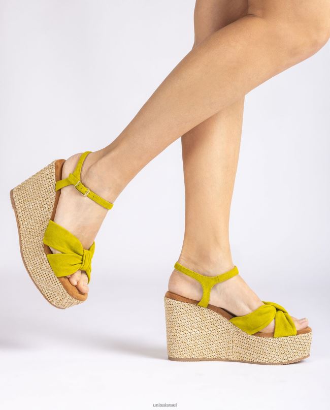 Unisa סנדל טריז גבוה עם עיטור קשר ירוק נשים V2BP2459