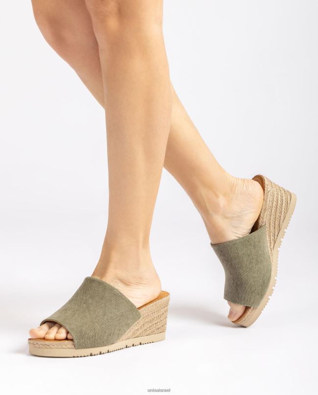 Unisa פרד עם עקב טריז יוטה ירוק נשים V2BP2468