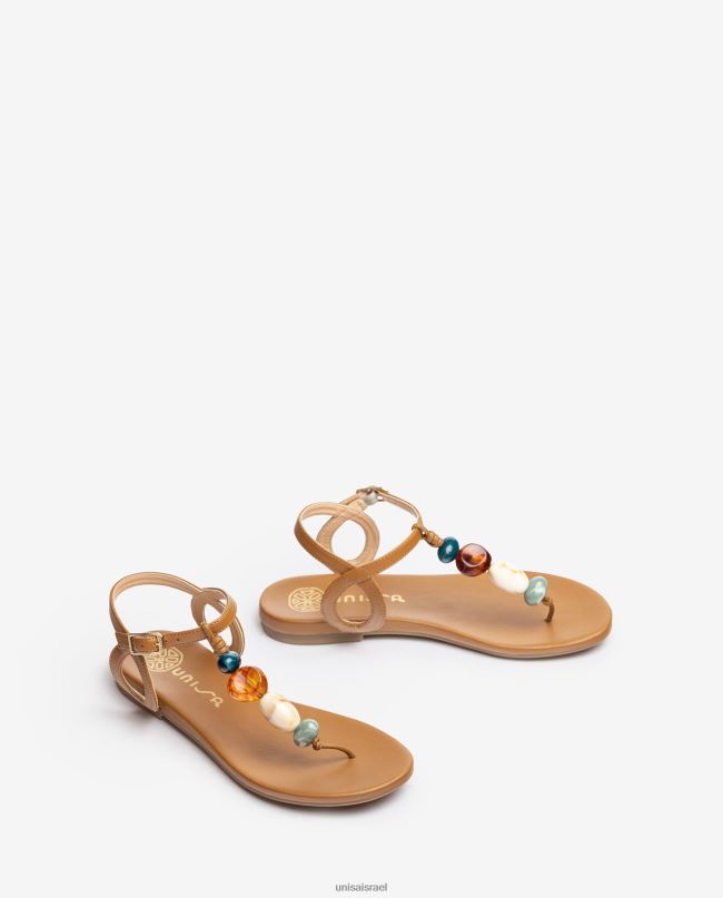 Unisa סנדל עמוד בוהן עם עיטור חום נשים V2BP246