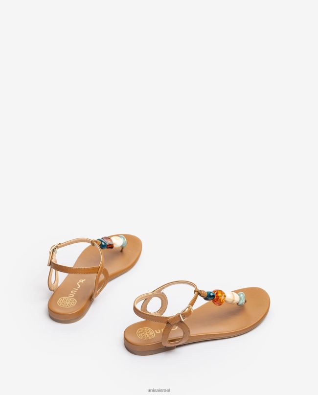 Unisa סנדל עמוד בוהן עם עיטור חום נשים V2BP246