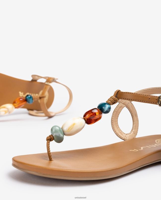 Unisa סנדל עמוד בוהן עם עיטור חום נשים V2BP246