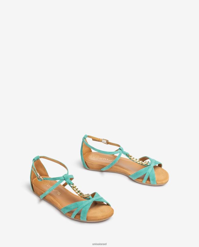 Unisa סנדל שטוח עם שרשרת ירוק נשים V2BP248