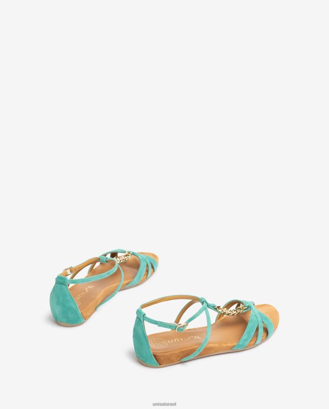 Unisa סנדל שטוח עם שרשרת ירוק נשים V2BP248