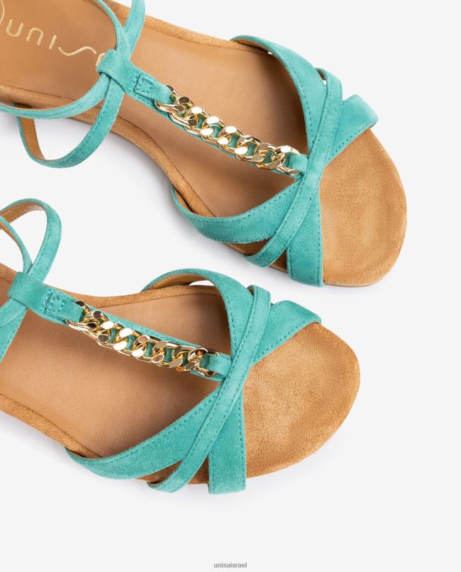 Unisa סנדל שטוח עם שרשרת ירוק נשים V2BP248
