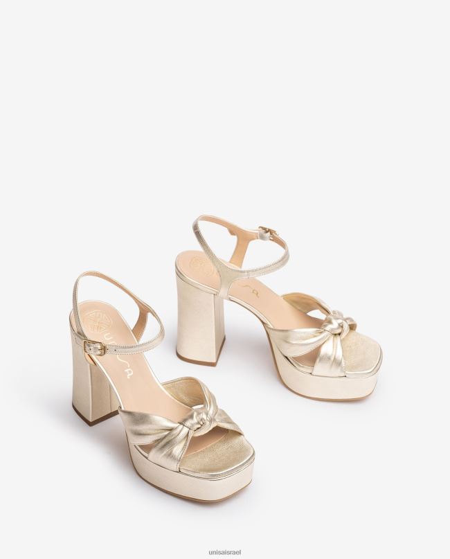 Unisa סנדל עם אצבע מרובעת עם קשר בחזית זהב נשים V2BP250