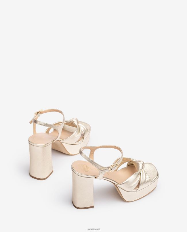 Unisa סנדל עם אצבע מרובעת עם קשר בחזית זהב נשים V2BP250