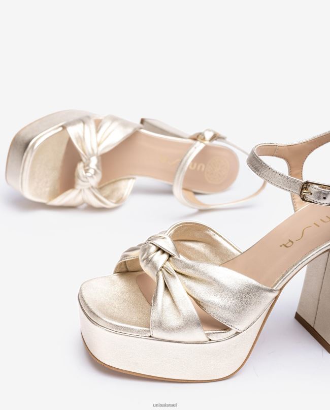 Unisa סנדל עם אצבע מרובעת עם קשר בחזית זהב נשים V2BP250