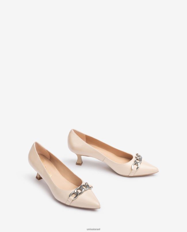 Unisa משאבת עור עם שרשרת בז' נשים V2BP2583