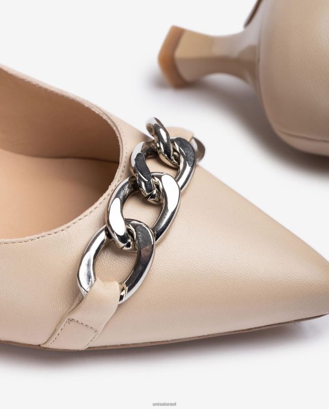 Unisa משאבת עור עם שרשרת בז' נשים V2BP2583