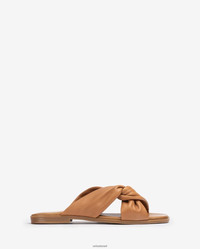 Unisa סנדל שטוח עם רצועה מוצלבת חום נשים V2BP263