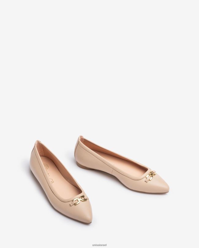 Unisa נעל בלרינה מחודדת בז' נשים V2BP2632