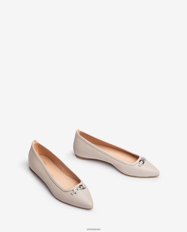 Unisa נעל בלרינה מחודדת בז' נשים V2BP2634