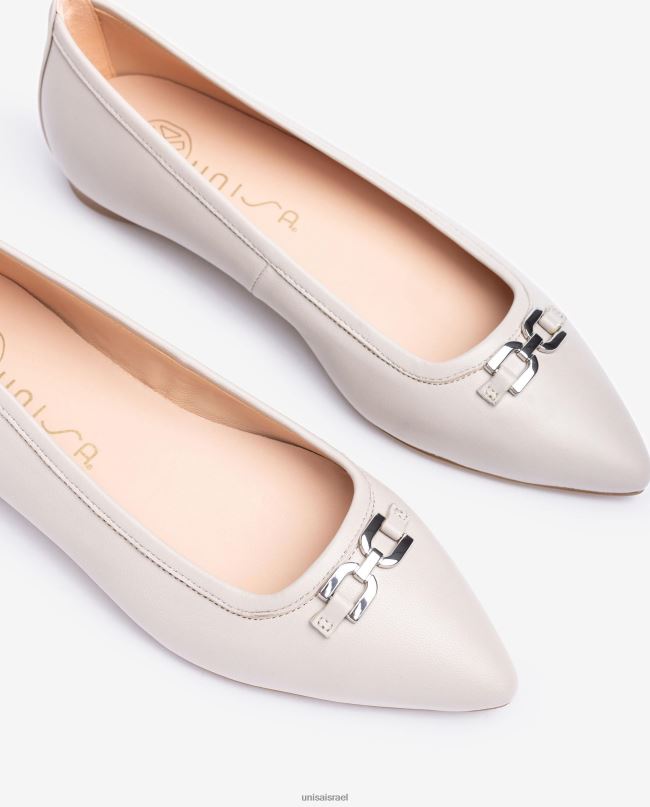 Unisa נעל בלרינה מחודדת בז' נשים V2BP2634