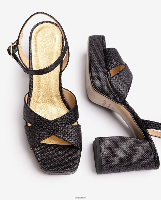 Unisa סנדל עם עקב רחב שָׁחוֹר נשים V2BP269