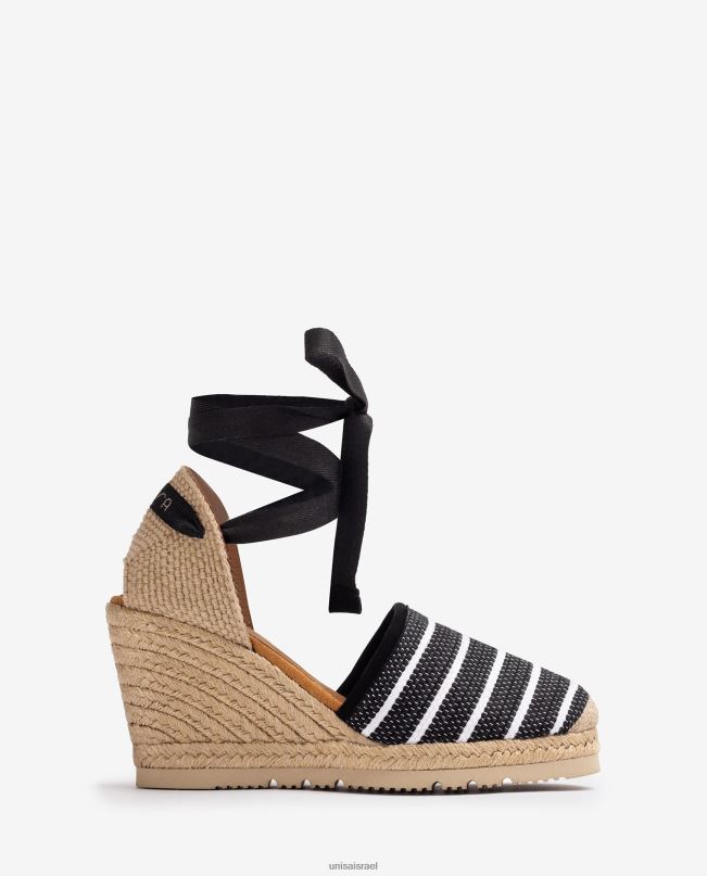 Unisa אספדריל עקב גבוה עשוי מבד ג'ראפה שָׁחוֹר נשים V2BP2718