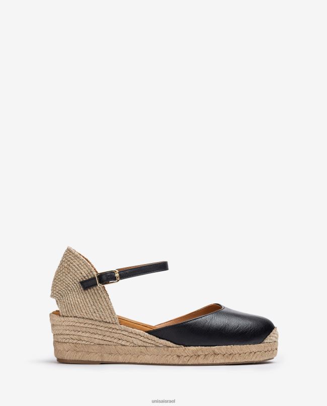 Unisa אספדריל עם עקב ערפד עשוי עור שָׁחוֹר נשים V2BP2795