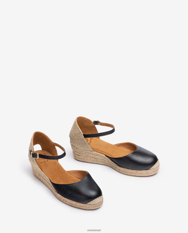 Unisa אספדריל עם עקב ערפד עשוי עור שָׁחוֹר נשים V2BP2795