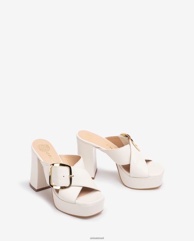 Unisa סנדל רצועה מוצלבת רחבה לבן נשים V2BP2809
