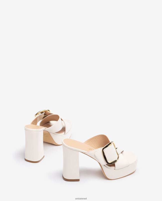 Unisa סנדל רצועה מוצלבת רחבה לבן נשים V2BP2809