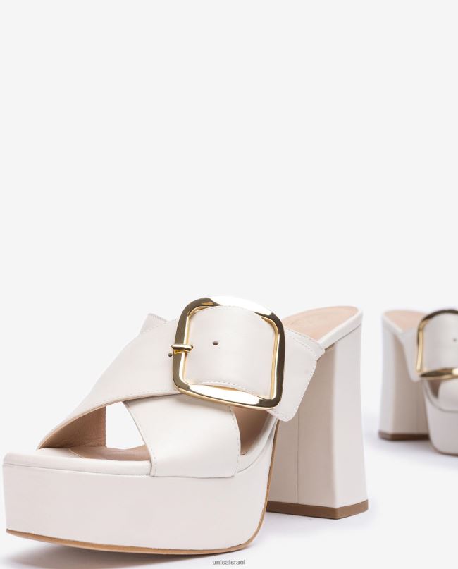 Unisa סנדל רצועה מוצלבת רחבה לבן נשים V2BP2809