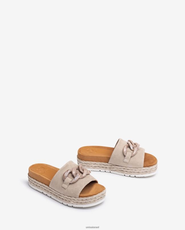 Unisa סנדל עם עיטור שרשרת בז' נשים V2BP2811