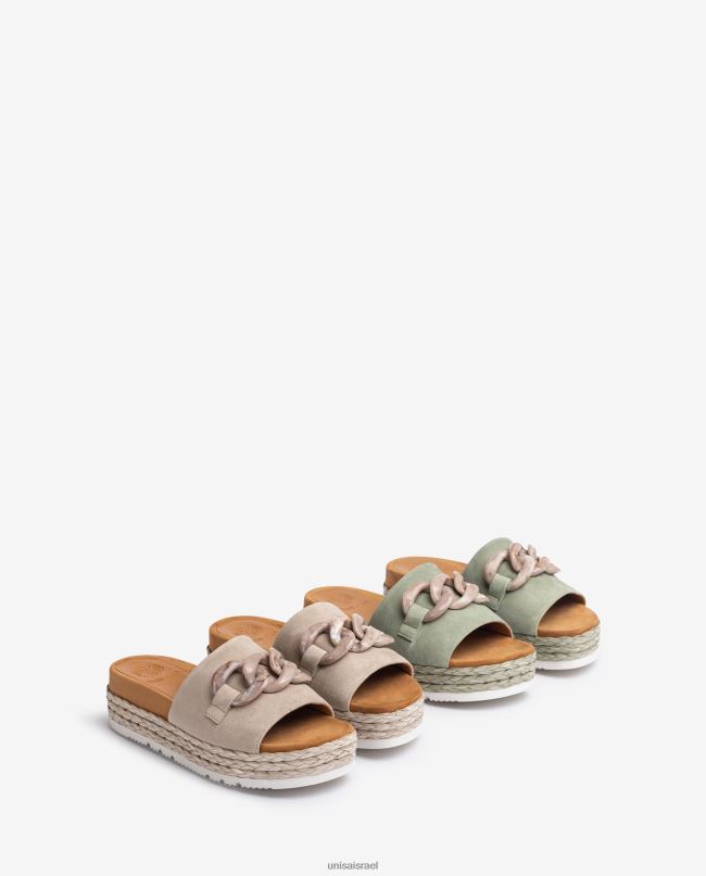 Unisa סנדל עם עיטור שרשרת בז' נשים V2BP2811