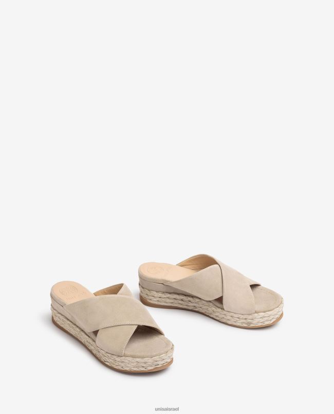 Unisa סנדל זמש עם רצועות מוצלבות בז' נשים V2BP2813