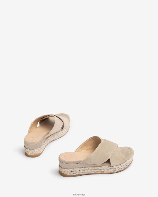 Unisa סנדל זמש עם רצועות מוצלבות בז' נשים V2BP2813
