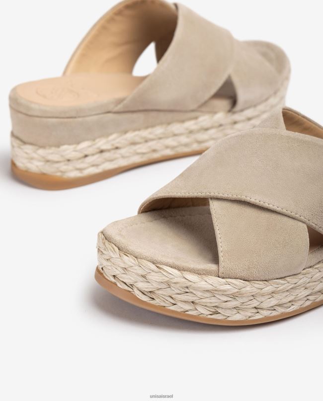 Unisa סנדל זמש עם רצועות מוצלבות בז' נשים V2BP2813