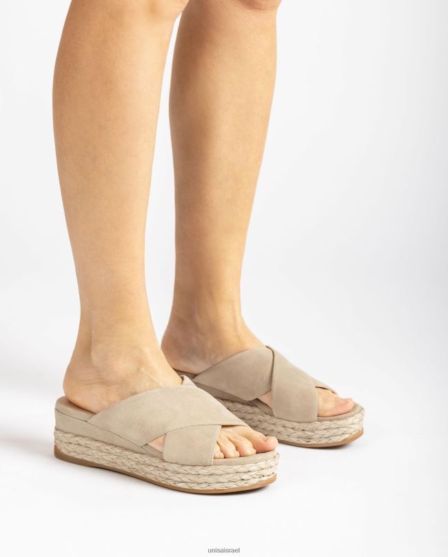 Unisa סנדל זמש עם רצועות מוצלבות בז' נשים V2BP2813