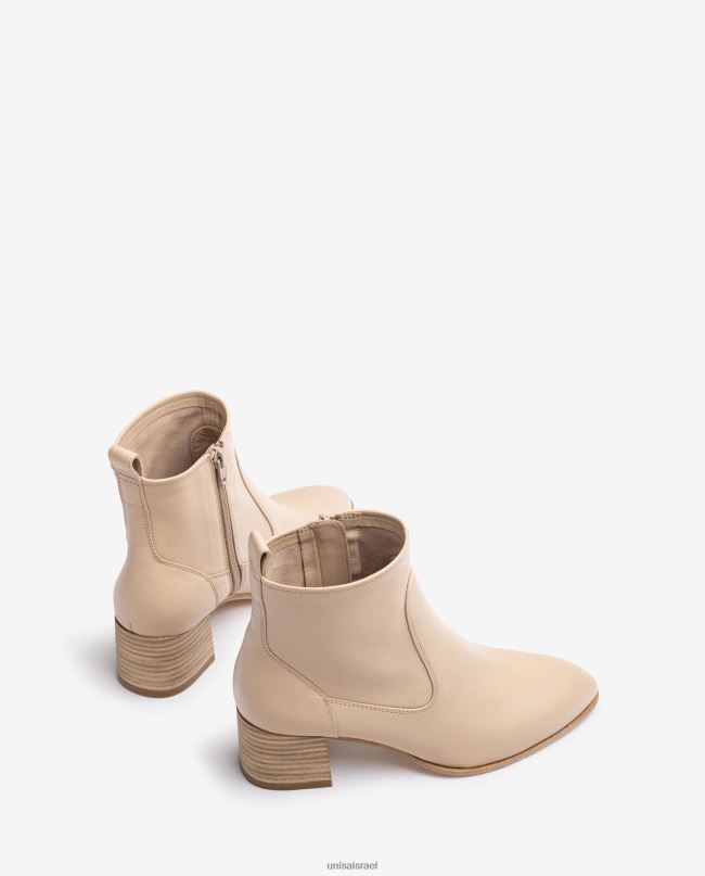 Unisa מגפון עור עם עקב בז' נשים V2BP2847