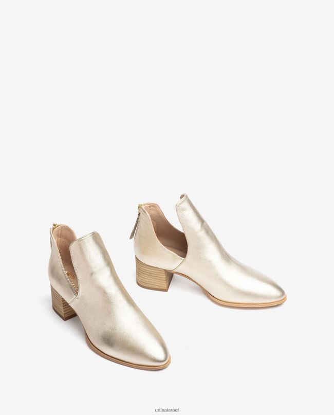 Unisa מגף עור באפקט מתכתי זהב נשים V2BP2873
