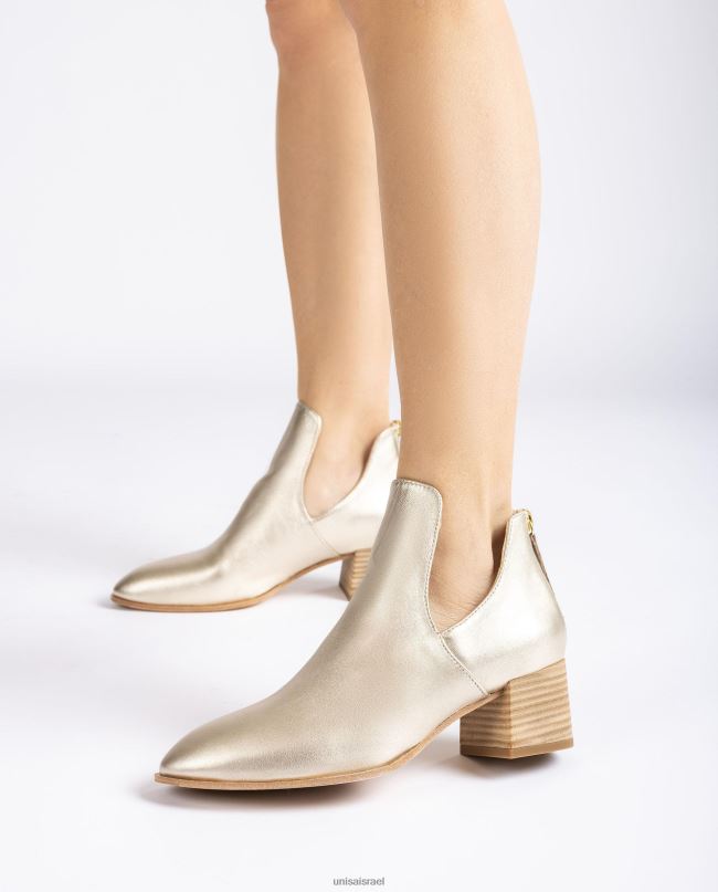 Unisa מגף עור באפקט מתכתי זהב נשים V2BP2873