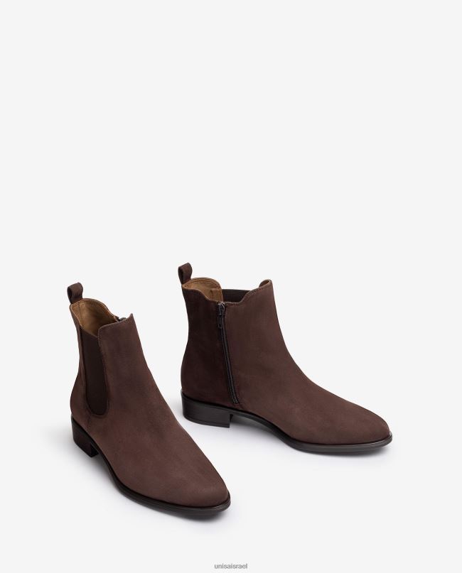 Unisa מגף צ'לסי עם רוכסן חום נשים V2BP2878