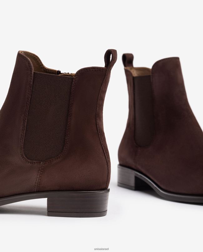 Unisa מגף צ'לסי עם רוכסן חום נשים V2BP2878