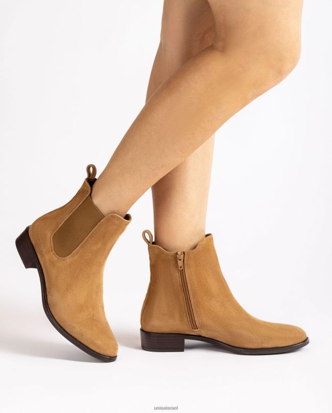 Unisa מגף צ'לסי עם רוכסן חום נשים V2BP2879