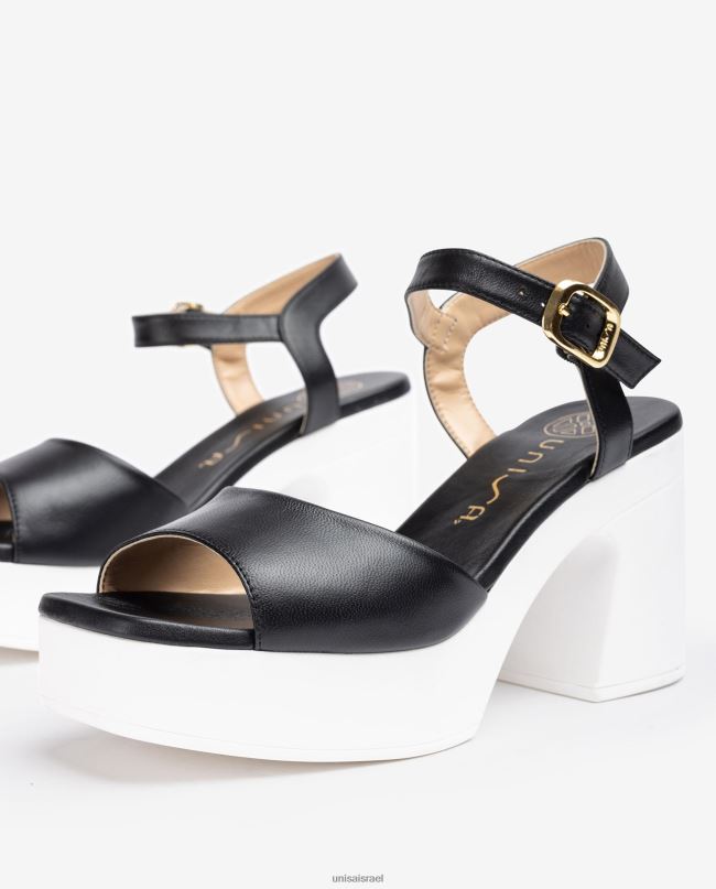Unisa סנדל עם עקב בלוק שָׁחוֹר נשים V2BP287