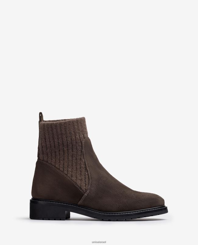 Unisa מגפונים זמש עם קו רבע עליון אלסטי חום ילדים V2BP2892