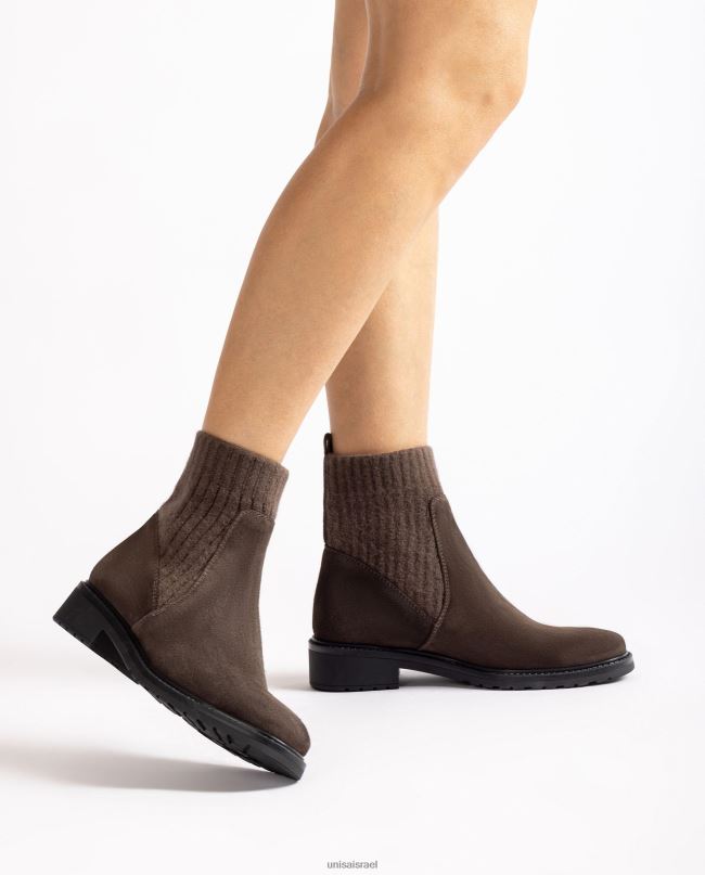 Unisa מגפונים זמש עם קו רבע עליון אלסטי חום ילדים V2BP2892